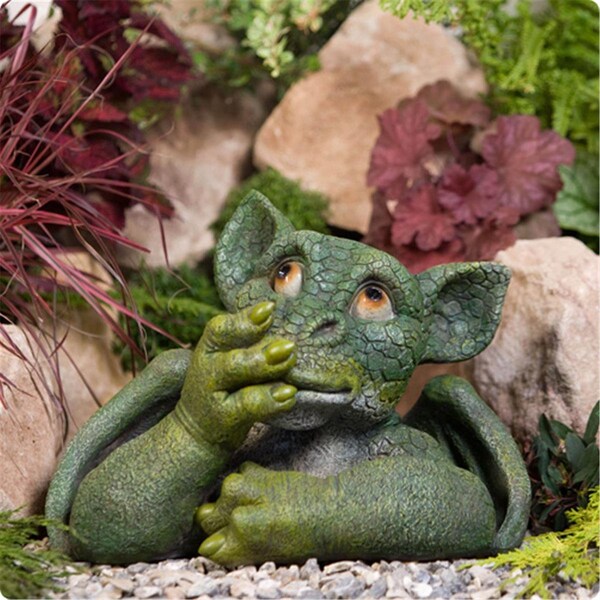 Kelkay Usa Kelkay 43.2cm x 30.5cm x 27.9cm Resin Say Nothing Green Dragon Statue - 4911