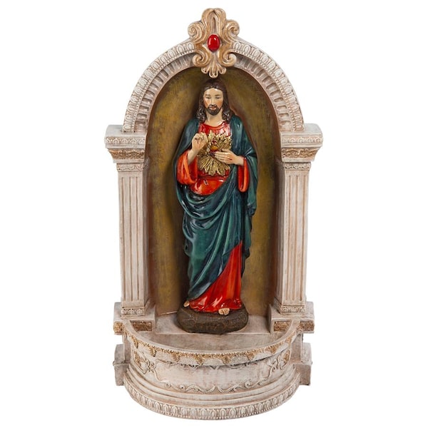 Design Toscano Sacred Heart of Jesus Italian-Style Font Statue - QS282313