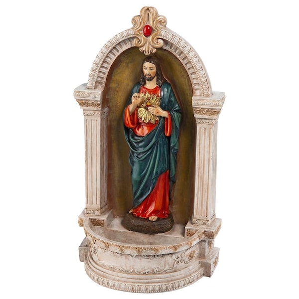 Design Toscano Sacred Heart of Jesus Italian-Style Font Statue - QS282313