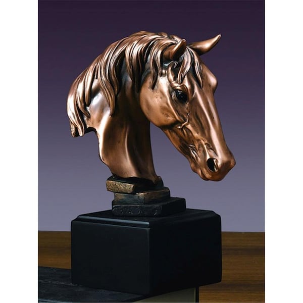 Dwellingdesigns F Horse Head Bronze Plated Resin Sculpture - 5 x 3 x 8 in. - DW2619781