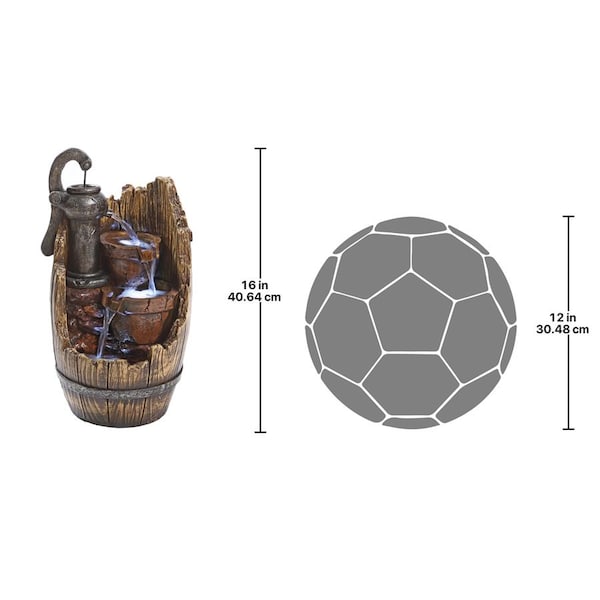 Design Toscano Farm Cistern Barrel Illuminated Garden Fountain - QN164015