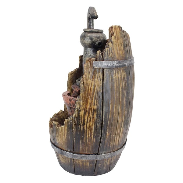 Design Toscano Farm Cistern Barrel Illuminated Garden Fountain - QN164015