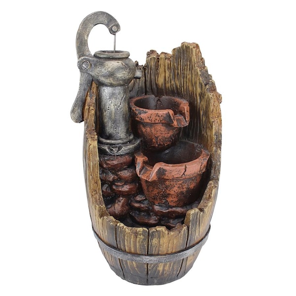 Design Toscano Farm Cistern Barrel Illuminated Garden Fountain - QN164015