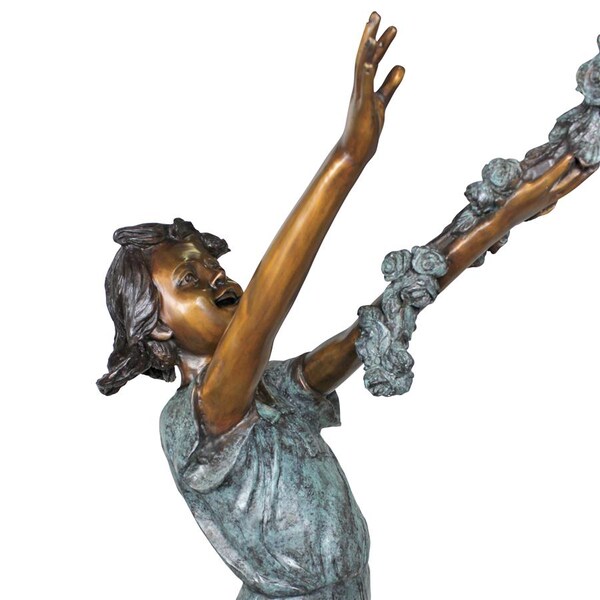 Design Toscano Grand Scale Flower Arbor Kids Cast Bronze Garden Statue - KW28605
