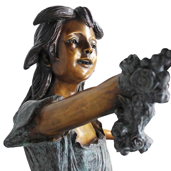 Design Toscano Grand Scale Flower Arbor Kids Cast Bronze Garden Statue - KW28605