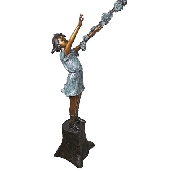 Design Toscano Grand Scale Flower Arbor Kids Cast Bronze Garden Statue - KW28605