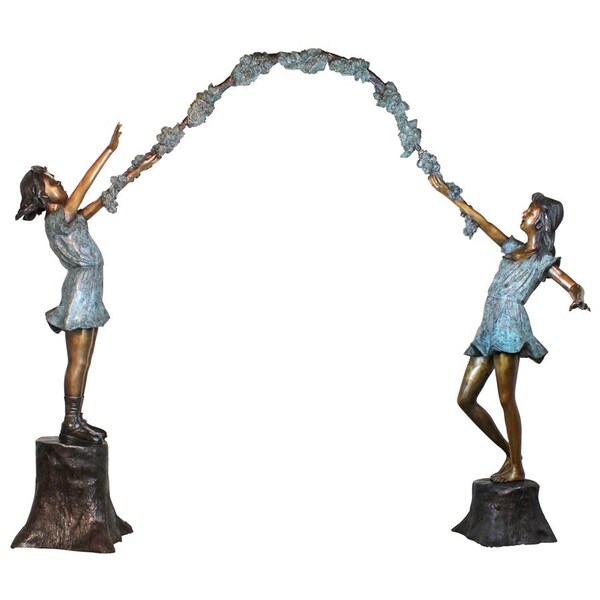 Design Toscano Grand Scale Flower Arbor Kids Cast Bronze Garden Statue - KW28605