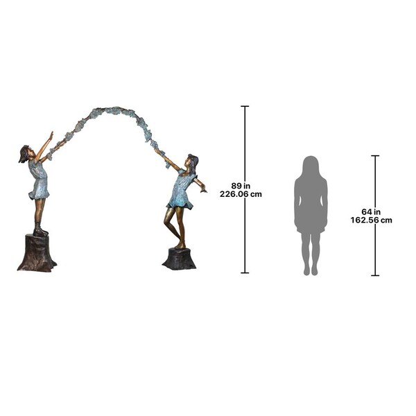 Design Toscano Grand Scale Flower Arbor Kids Cast Bronze Garden Statue - KW28605