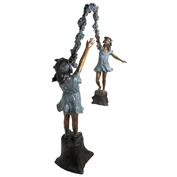 Design Toscano Grand Scale Flower Arbor Kids Cast Bronze Garden Statue - KW28605