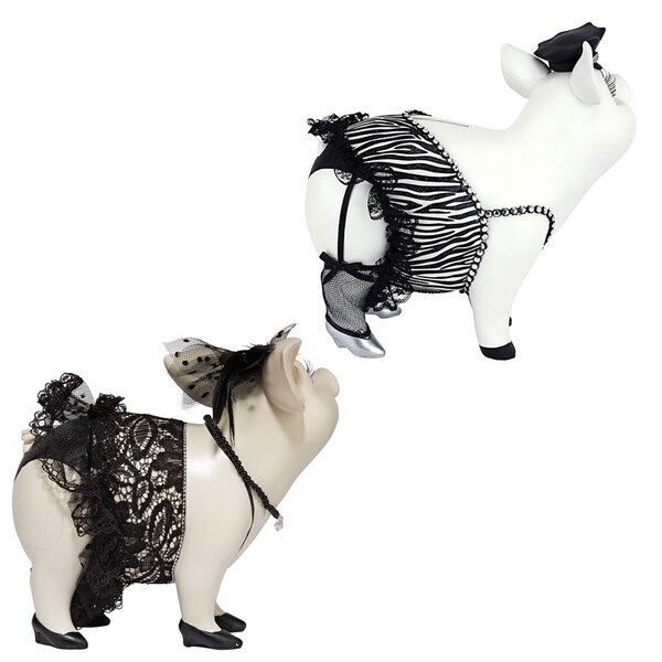 Design Toscano Lace and Lard and Porker on Patrol Pig Statues - QS92152