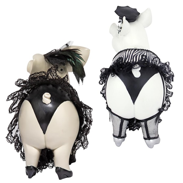 Design Toscano Lace and Lard and Porker on Patrol Pig Statues - QS92152