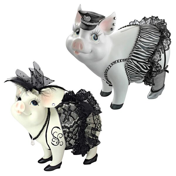 Design Toscano Lace and Lard and Porker on Patrol Pig Statues - QS92152