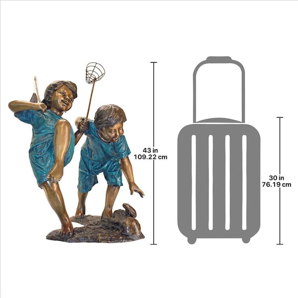 Design Toscano Double Trouble, Fishing Boys Cast Bronze Garden Statue - PN7504