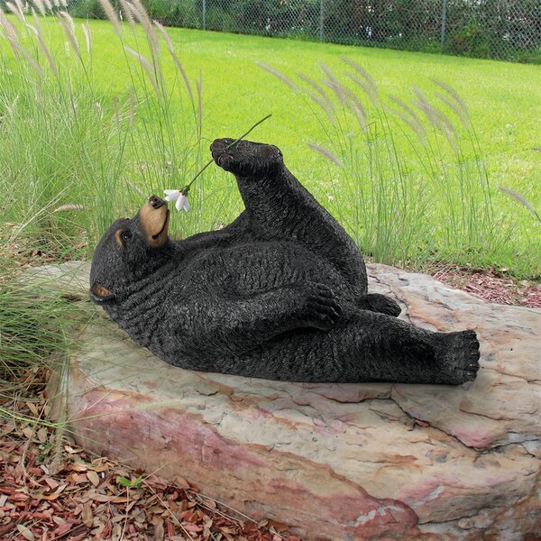 Design Toscano Smell the Flowers Garden Bear Statue - QM16036