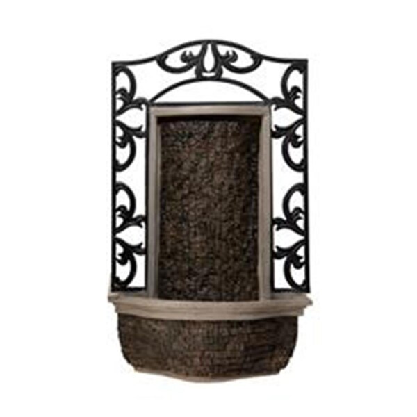 Xbrand 30.31' H Stone/Black Polyresin and Metal Indoor Outdoor Wall Mounted Waterfall Fountain with Pump - WFT3374
