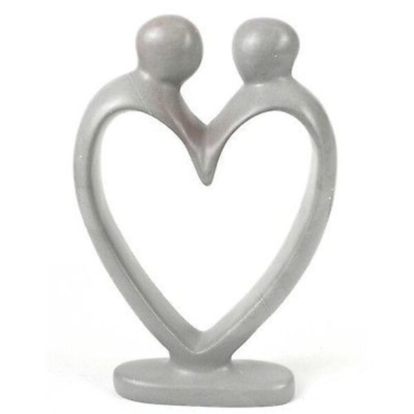 Smolart Handcrafted Soapstone Lovers Heart Sculpture- White - KSALOV8-W