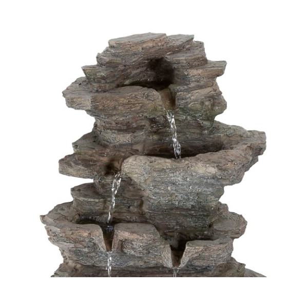 Nature Spring Tabletop Water Fountain with Cascading Rock and LED Lights, Tiered Stone, for Office / Home - 641935VNZ