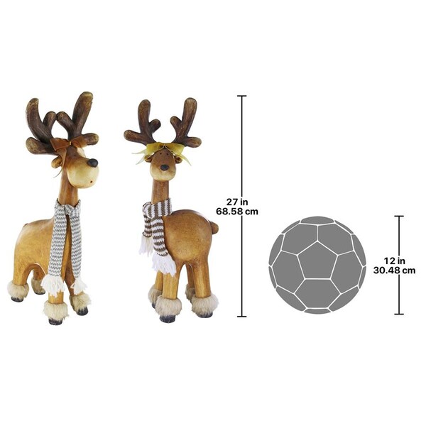 Design Toscano Santa's Second Team Holiday Reindeer Statues: Set of Two - DS91976