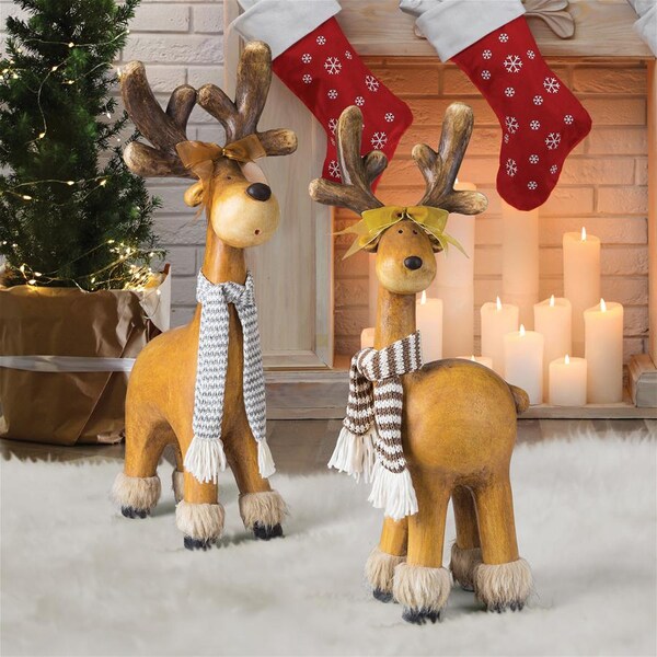 Design Toscano Santa's Second Team Holiday Reindeer Statues: Set of Two - DS91976