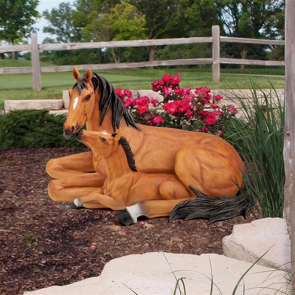 Design Toscano Motherly Love Pony Foal and Mare Horse Statue - AL307690