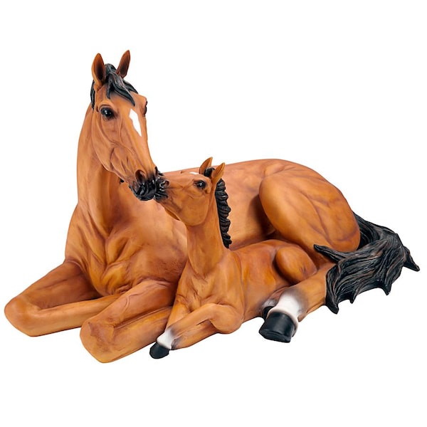 Design Toscano Motherly Love Pony Foal and Mare Horse Statue - AL307690