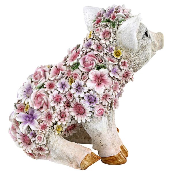 Design Toscano Flower Power Pig Farm Animal Statue - JQ12452
