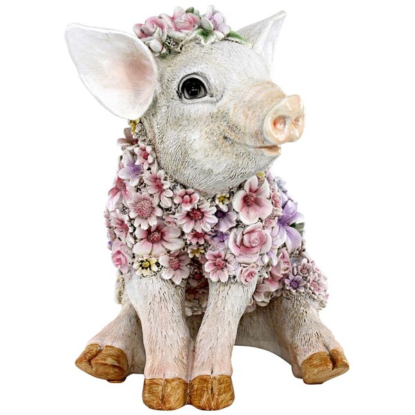 Design Toscano Flower Power Pig Farm Animal Statue - JQ12452
