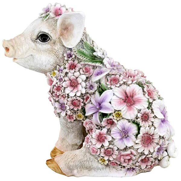 Design Toscano Flower Power Pig Farm Animal Statue - JQ12452