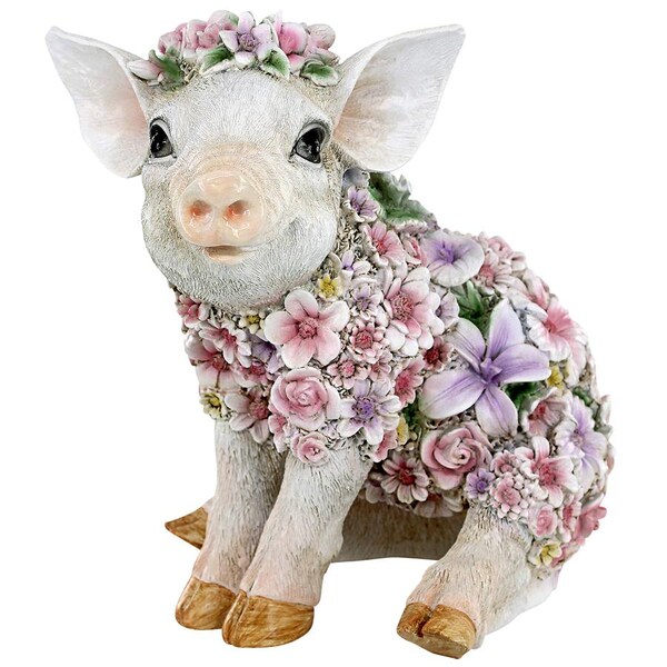 Design Toscano Flower Power Pig Farm Animal Statue - JQ12452