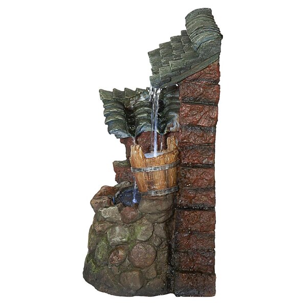 Design Toscano Cottage in the Forest Cascading Waterfall Illuminated Tabletop Fountain - QN164092