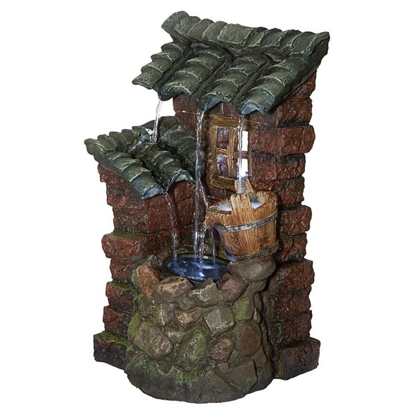 Design Toscano Cottage in the Forest Cascading Waterfall Illuminated Tabletop Fountain - QN164092