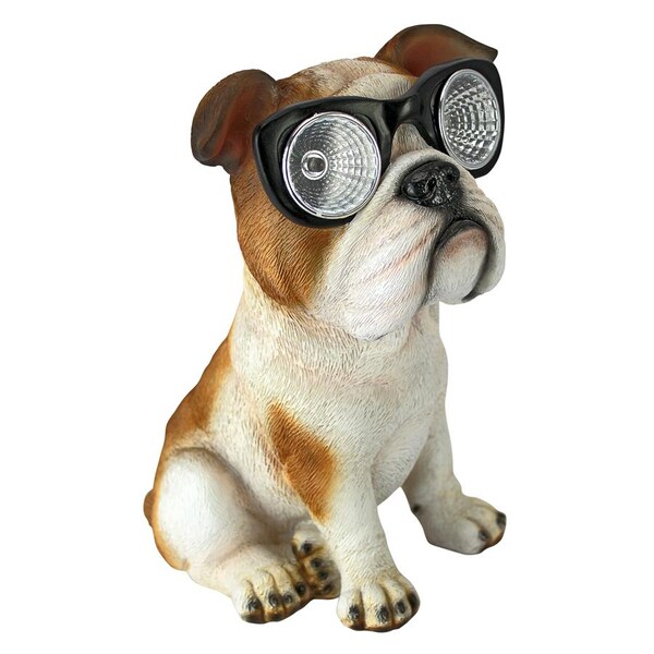 Design Toscano Bright Eyes Solar Bulldog Garden Statue - QL58747