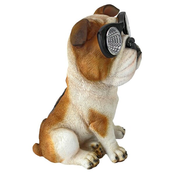 Design Toscano Bright Eyes Solar Bulldog Garden Statue - QL58747