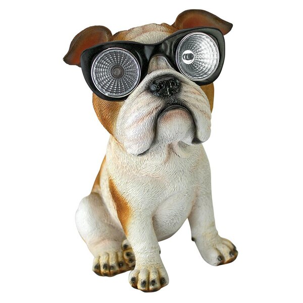 Design Toscano Bright Eyes Solar Bulldog Garden Statue - QL58747