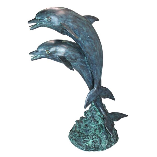 Design Toscano Twin Dolphins in Tandem Bronze Garden Statue - PK739