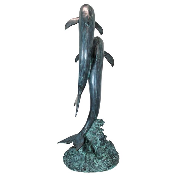 Design Toscano Twin Dolphins in Tandem Bronze Garden Statue - PK739