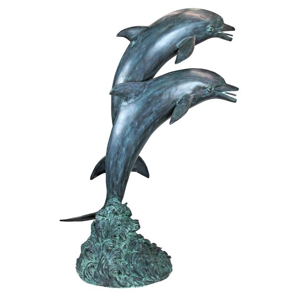 Design Toscano Twin Dolphins in Tandem Bronze Garden Statue - PK739