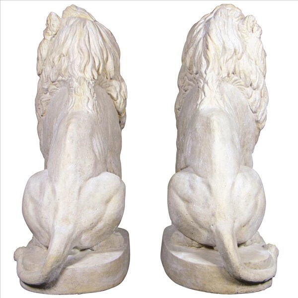 Design Toscano Stately Chateau Lion Sentinel Garden Statues: Set of Left and Right - NE9160274