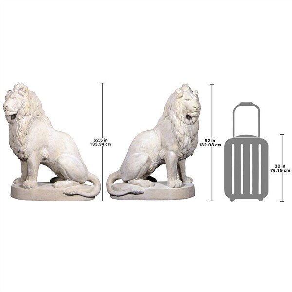 Design Toscano Stately Chateau Lion Sentinel Garden Statues: Set of Left and Right - NE9160274