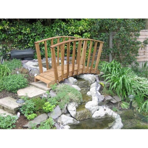 Gardencare 6 ft. Monets Red Cedar Bridge with Curved Wisteria Canopy - GA983293