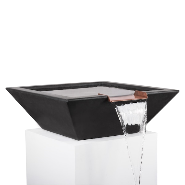The Outdoor Plus 30 Square Maya Water Bowl - GFRC Concrete - Black - - OPT-30SWO-BLK