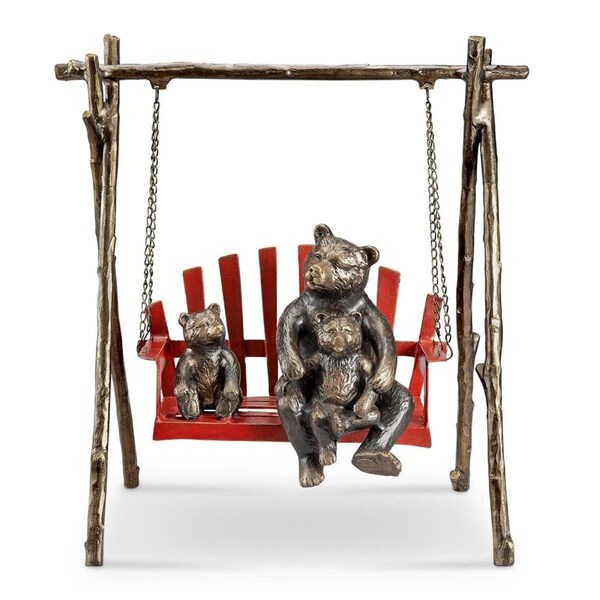 Spi Bear & Cubs on Porch Swing Garden Sculpture - 21108