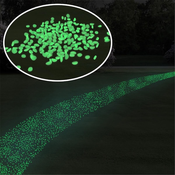 Pure Garden Garden Stones - Glow in the Dark Solar Pathway Pebble Lights, Green, 200PK - 50-LG5073