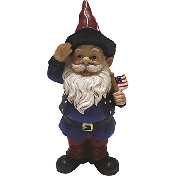 Lawnitator Corp  12 in. Americana Saluting Gnome with Flag - LA1515505