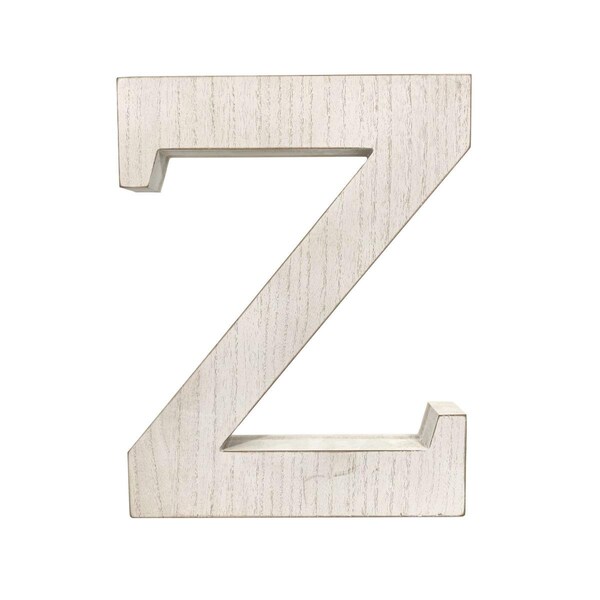 Homeroots 16 in. Distressed Wooden Initial Letter Z Sculpture, White Wash - 478378