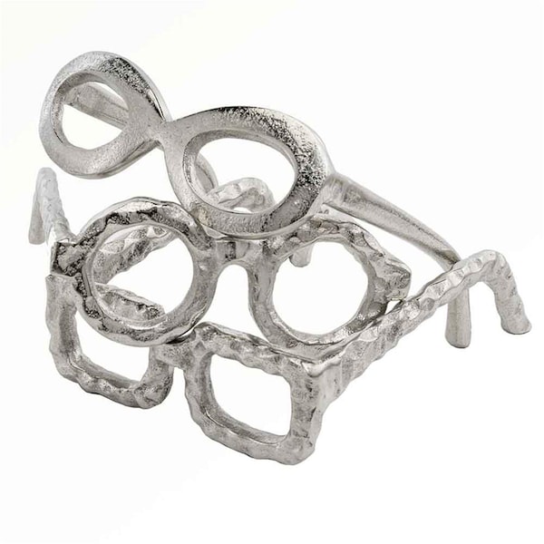 Palacedesigns Raw Silver Textured Glasses Sculpture - Square - PA3094034