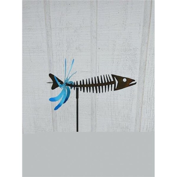 The Lazy Scroll The Lazy Scroll spinfish Metal Kinetic Yard Art Fish Spinner Double Motion - SPINFISH