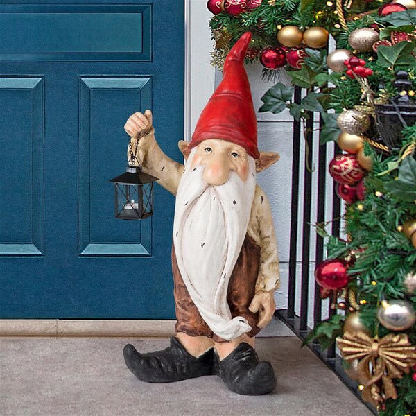 Design Toscano Wheezer, Santa's Keeper of the Light Holiday Gnome Statue - DS17636