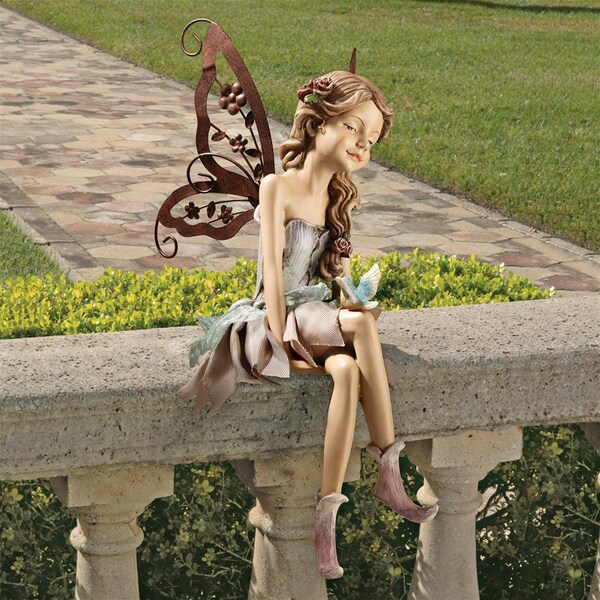 Design Toscano Fannie, the Fairy Sitting Statue: Set of Two - HF9326063