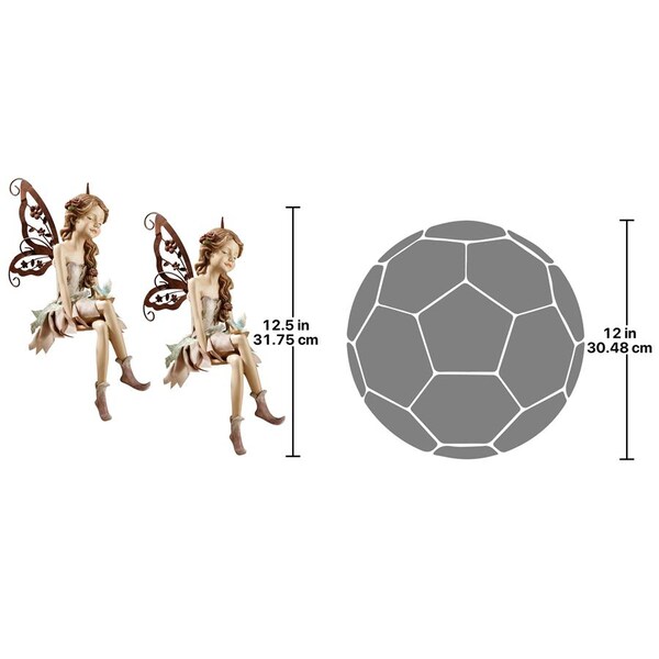 Design Toscano Fannie, the Fairy Sitting Statue: Set of Two - HF9326063